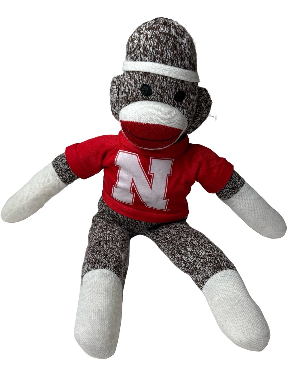 Nebraska Sock Monkey Huskers Collegiate Plush Toy Stuffed Animal Plushland EUC